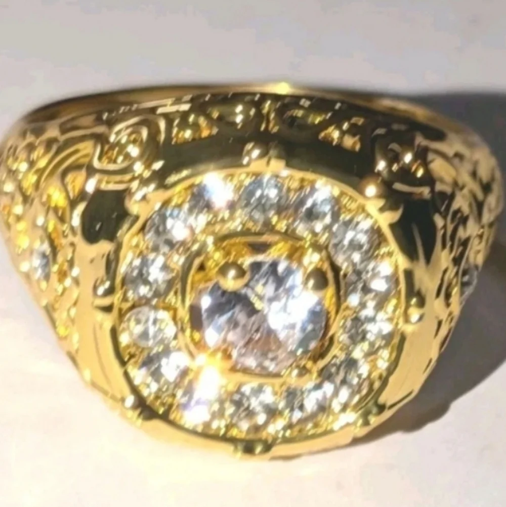 Mens 3ct Oval Cut Moissanite Band Ring 14k Yellow Gold Plated Sz 10